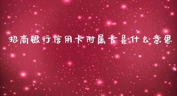 招商银行信用卡附属卡是什么意思_https://wap.yjjixie.cn_证券市场_第1张