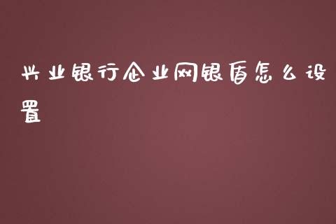 兴业银行企业网银盾怎么设置_https://wap.yjjixie.cn_商业资讯_第1张