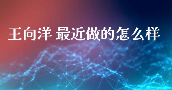 王向洋 最近做的怎么样_https://wap.yjjixie.cn_保险理财_第1张