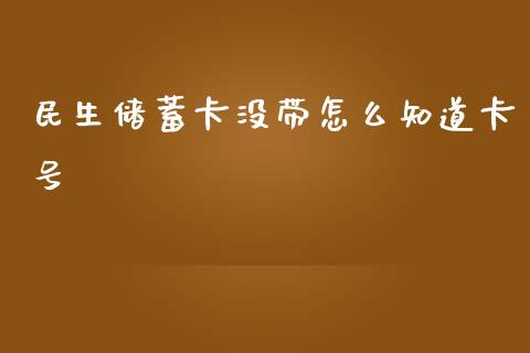 民生储蓄卡没带怎么知道卡号_https://wap.yjjixie.cn_商业资讯_第1张