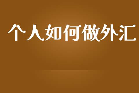 个人如何做外汇_https://wap.yjjixie.cn_证券市场_第1张