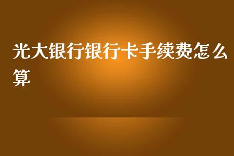 光大银行银行卡手续费怎么算_https://wap.yjjixie.cn_保险理财_第1张