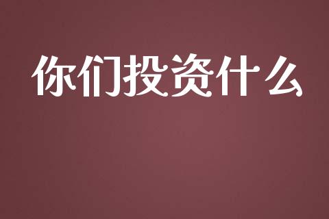 你们投资什么_https://wap.yjjixie.cn_证券市场_第1张