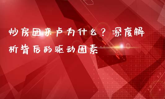炒房团来卢为什么？深度解析背后的驱动因素_https://wap.yjjixie.cn_商业资讯_第1张