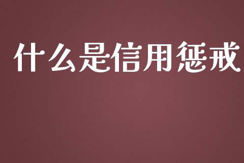 什么是信用惩戒_https://wap.yjjixie.cn_保险理财_第1张