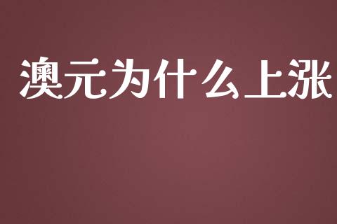 澳元为什么上涨_https://wap.yjjixie.cn_证券市场_第1张