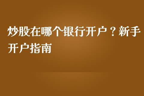 炒股在哪个银行开户？新手开户指南_https://wap.yjjixie.cn_港股行情_第1张
