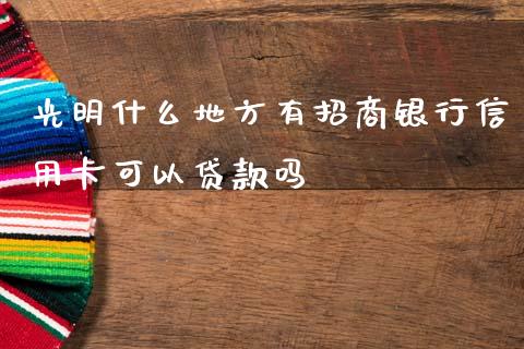 光明什么地方有招商银行信用卡可以贷款吗_https://wap.yjjixie.cn_证券市场_第1张