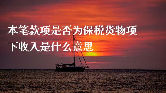 本笔款项是否为保税货物项下收入是什么意思_https://wap.yjjixie.cn_保险理财_第1张