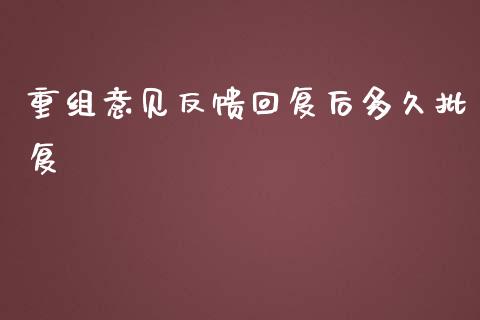 重组意见反馈回复后多久批复_https://wap.yjjixie.cn_保险理财_第1张