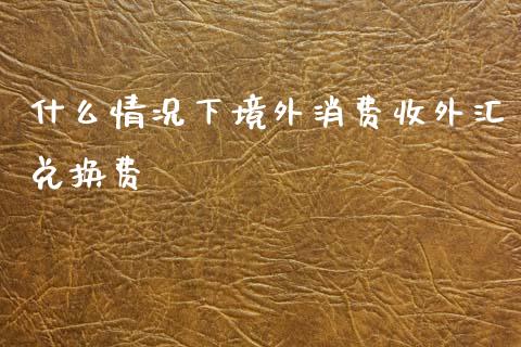 什么情况下境外消费收外汇兑换费_https://wap.yjjixie.cn_商业资讯_第1张
