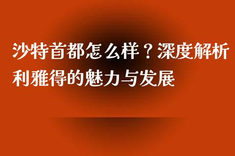 沙特首都怎么样？深度解析利雅得的魅力与发展_https://wap.yjjixie.cn_商业资讯_第1张