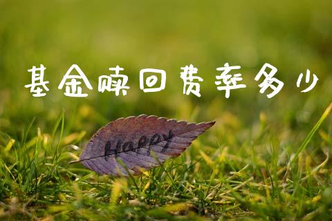 基金赎回费率多少_https://wap.yjjixie.cn_港股行情_第1张