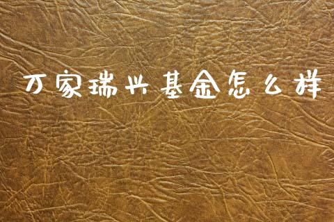 万家瑞兴基金怎么样_https://wap.yjjixie.cn_商业资讯_第1张