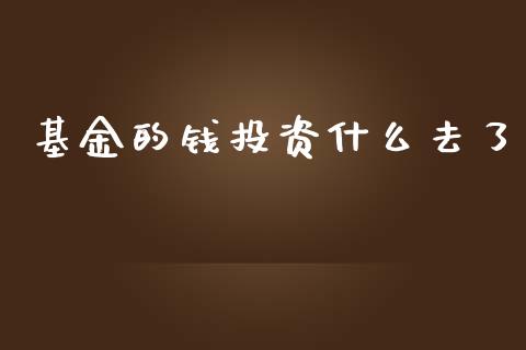 基金的钱投资什么去了_https://wap.yjjixie.cn_保险理财_第1张